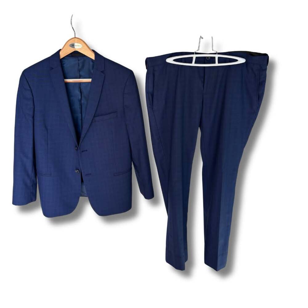 Michael Kors Juniors/Boys/Young men Navy Blue Check Suit Jacket & Dress Pants Se
